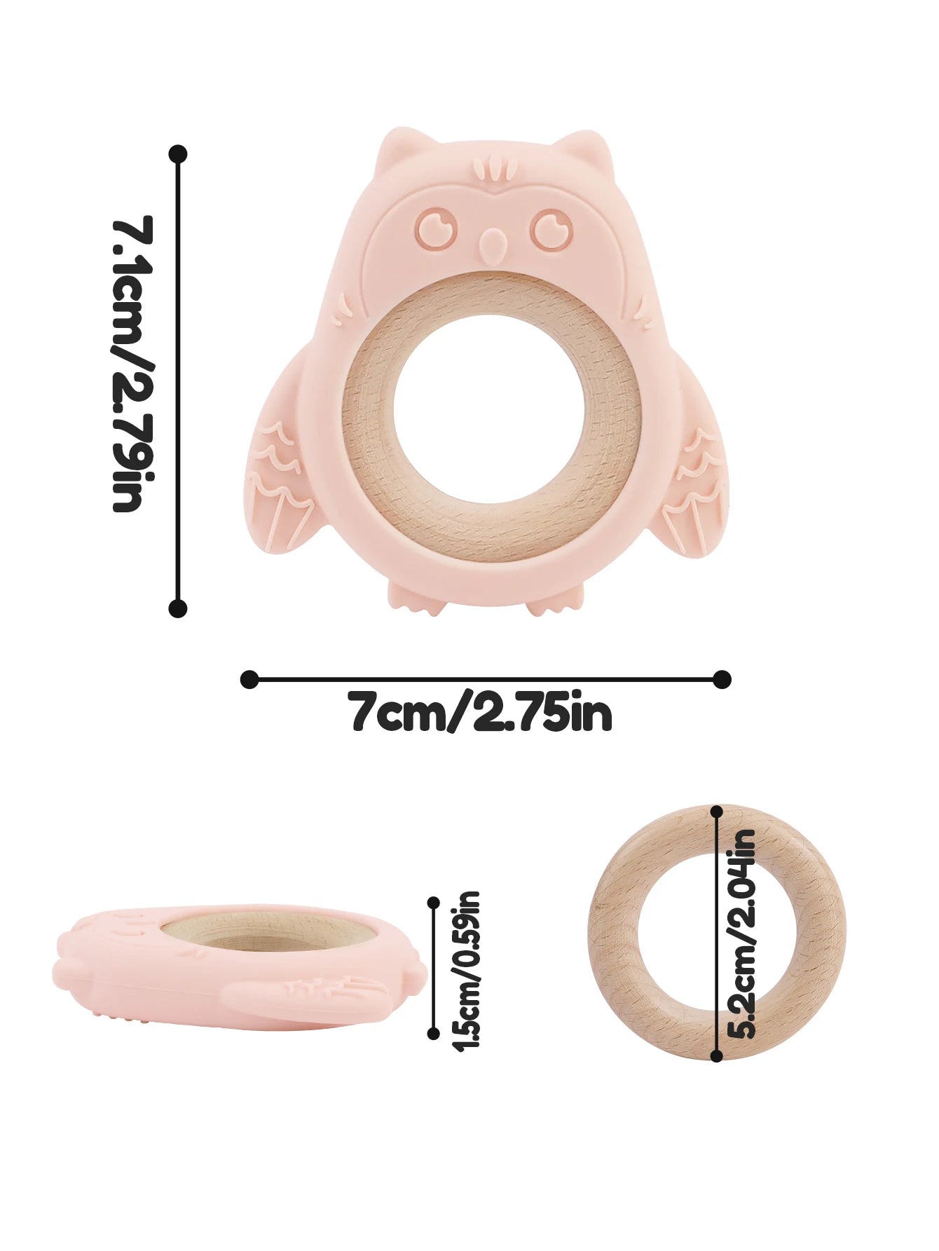 Wooden Ring Owl Teether - 1pc