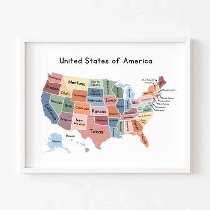 United States Map Educational Poster [Frame Not Included]