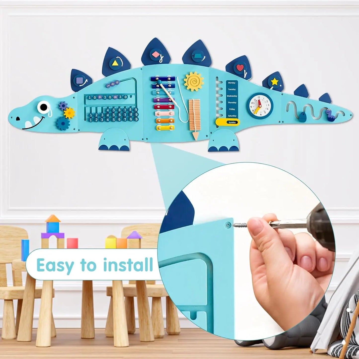 Stegosaurus Dinosaur Wall-Mount Busy Board