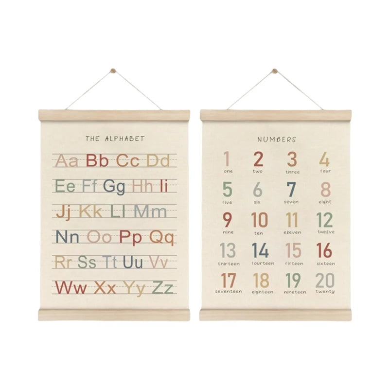 Alphabet & Numbers Scroll Poster - Set of 2 - 24x16 inches