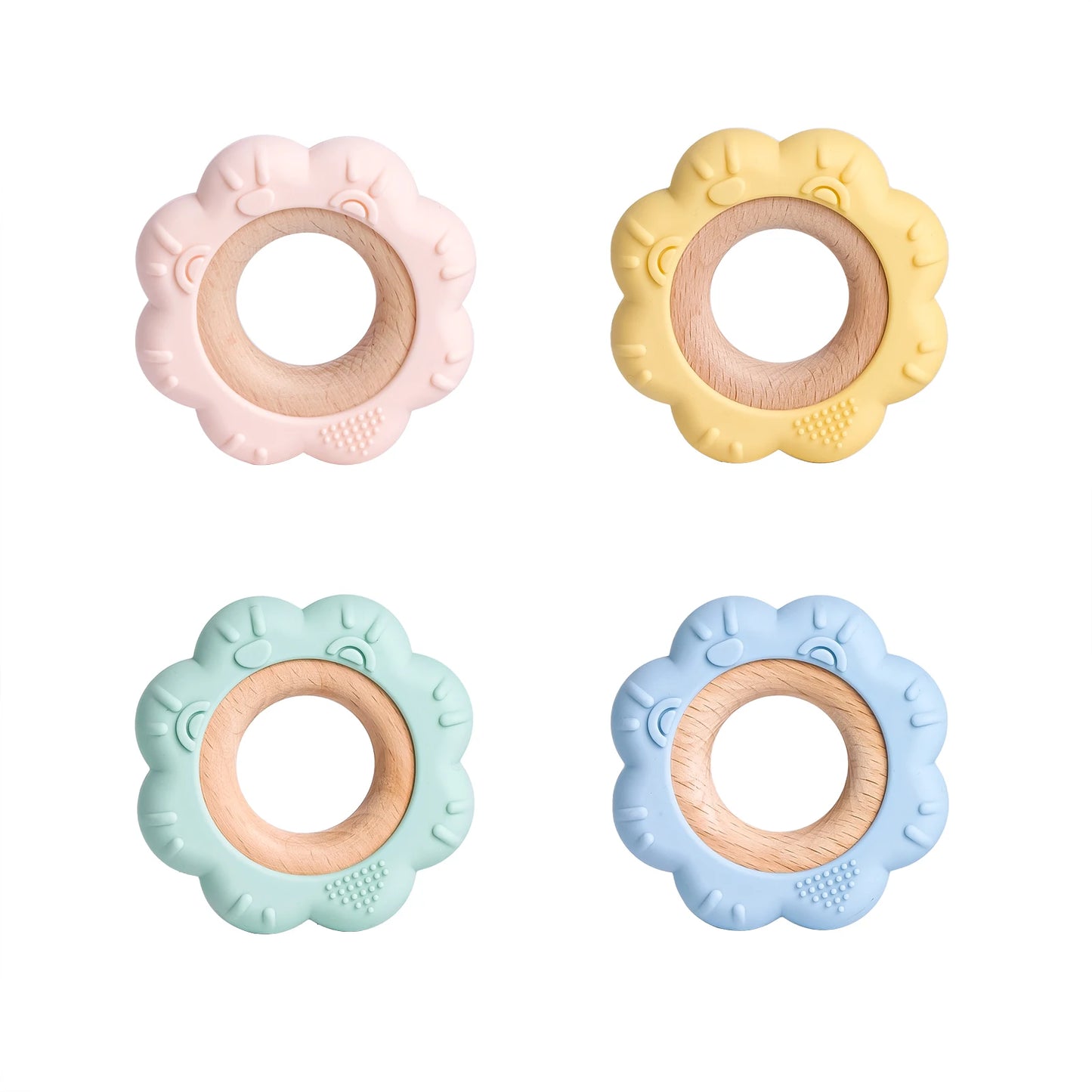 Wooden Ring Flower Teether - 1pc