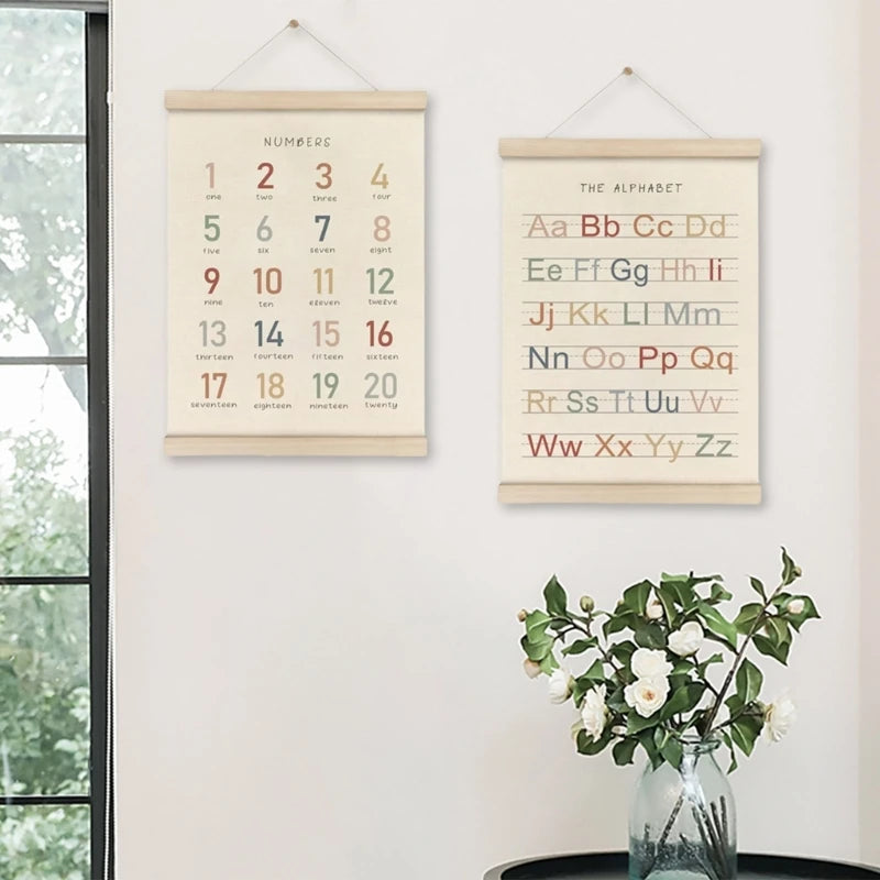 Alphabet & Numbers Scroll Poster - Set of 2 - 24x16 inches