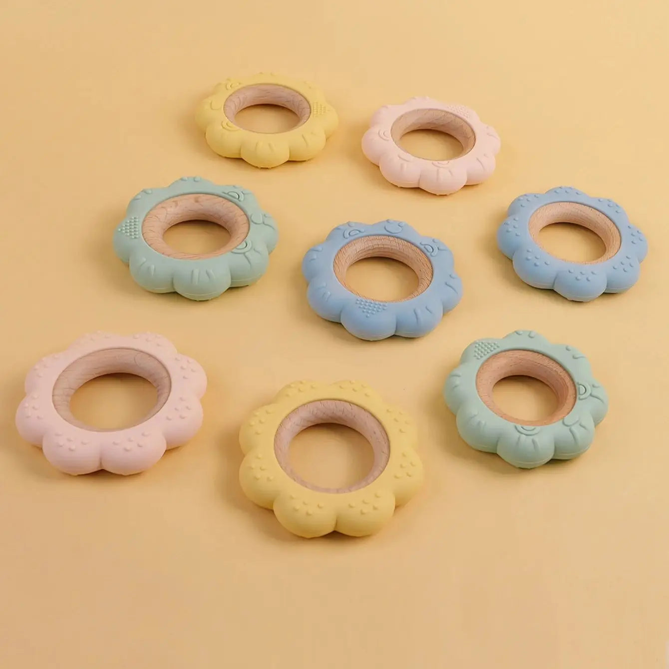 Wooden Ring Flower Teether - 1pc