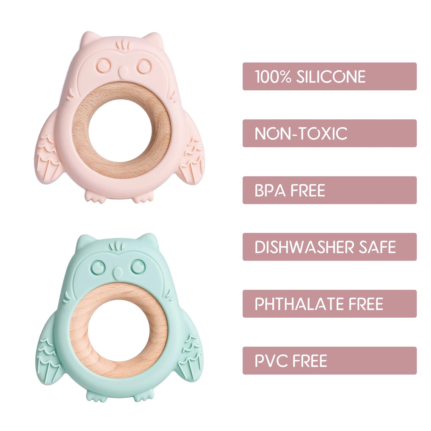 Wooden Ring Owl Teether - 1pc