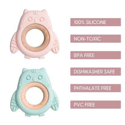 Wooden Ring Owl Teether - 1pc