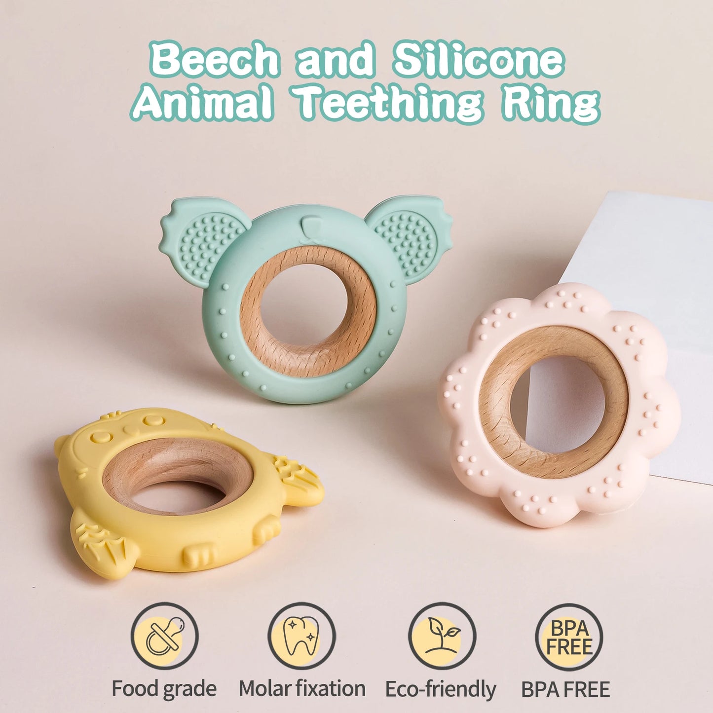 Wooden Ring Flower Teether - 1pc