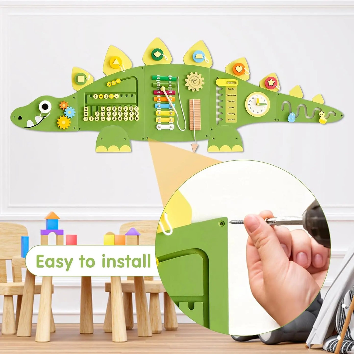 Stegosaurus Dinosaur Wall-Mount Busy Board