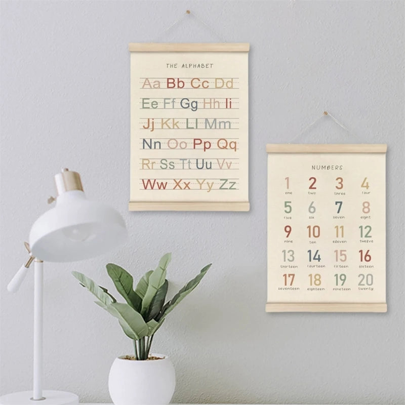 Alphabet & Numbers Scroll Poster - Set of 2 - 24x16 inches