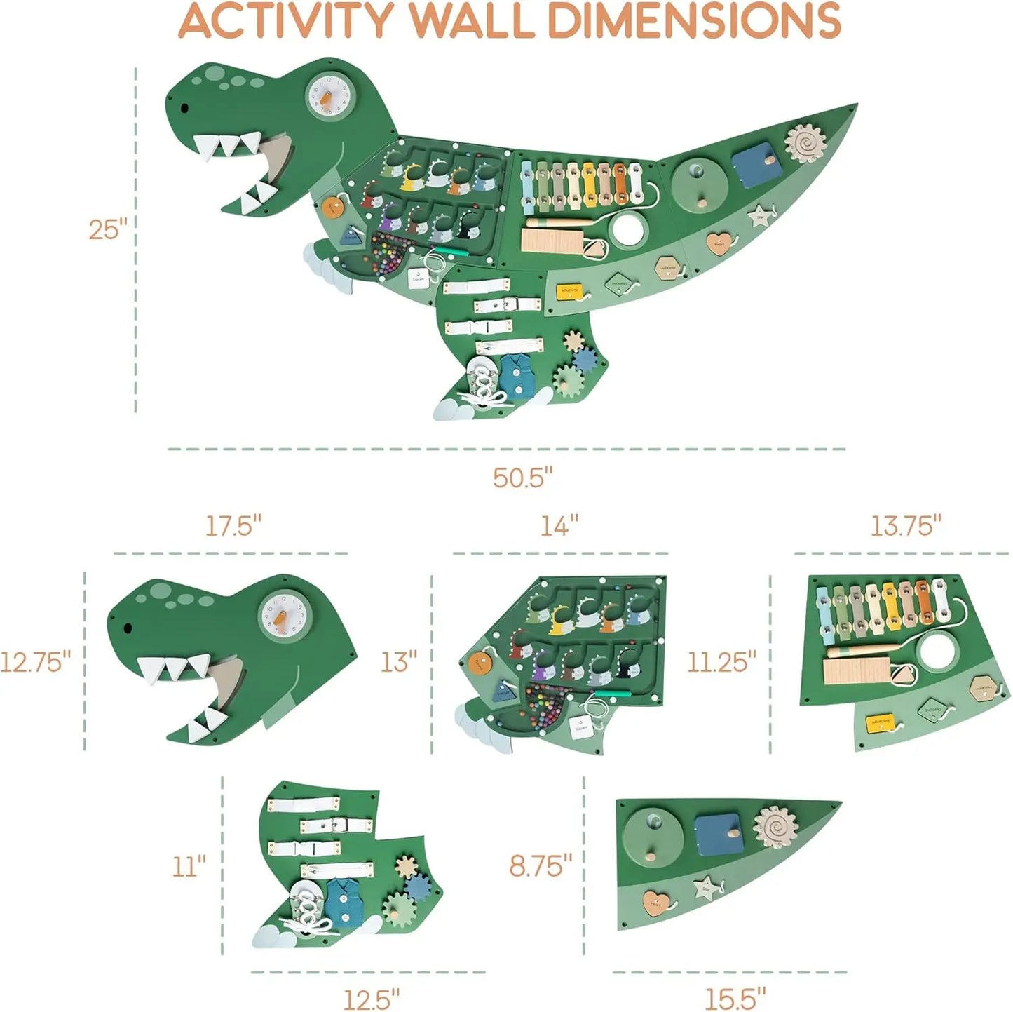 T-Rex Dinosaur Wall-Mount Busy Board