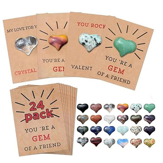 24 PCS Gem Stone Valentine Cards