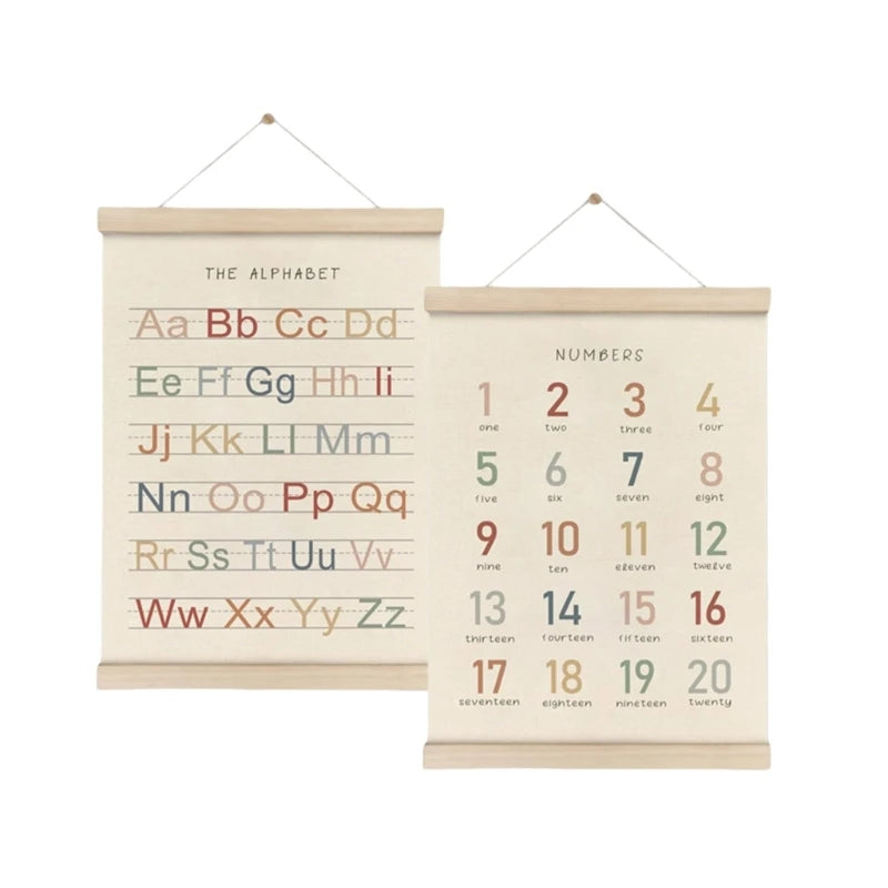 Alphabet & Numbers Scroll Poster - Set of 2 - 24x16 inches