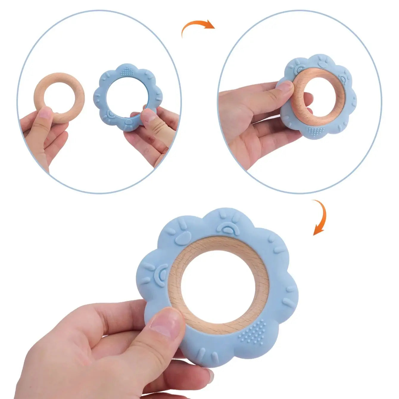 Wooden Ring Flower Teether - 1pc