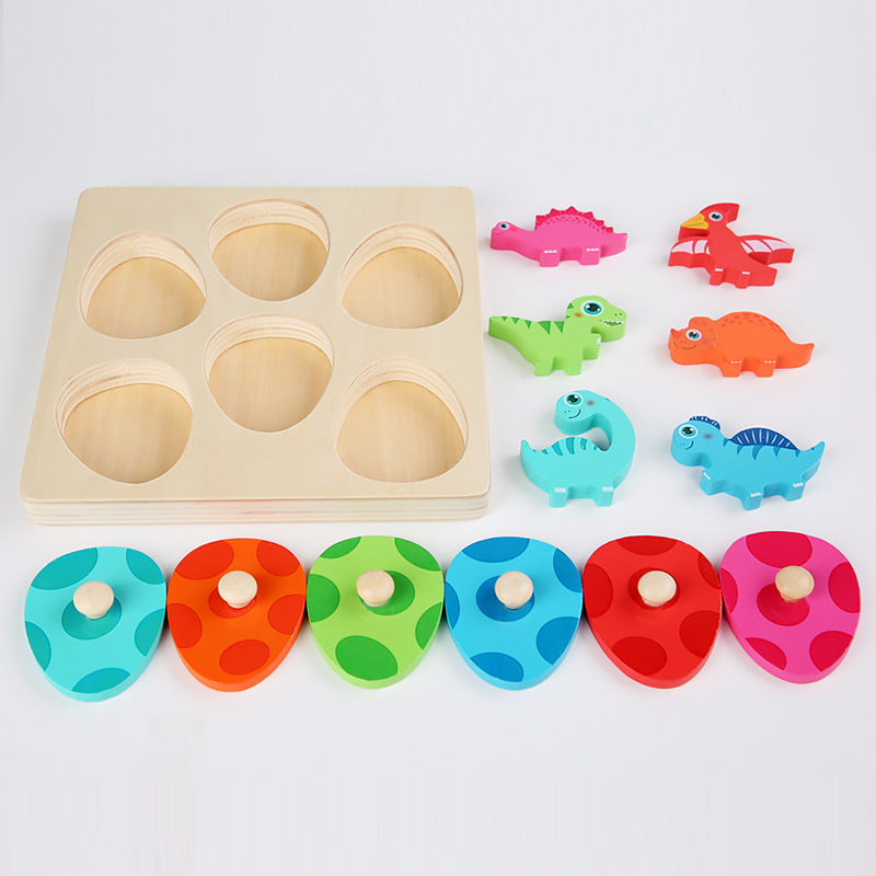 Dinosaur Eggs Pegged Puzzle - Montessori Wood - Toddler Educational Toys