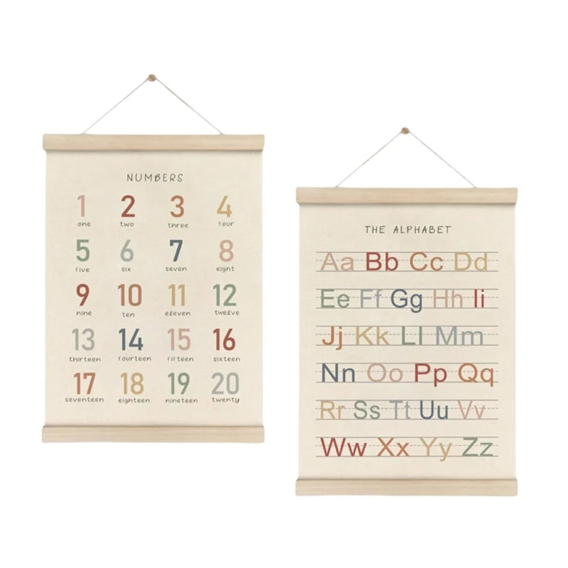 Alphabet & Numbers Scroll Poster - Set of 2 - 24x16 inches