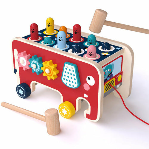 Toddlers Kids Wooden Pounding Bench Animal Bus Toys