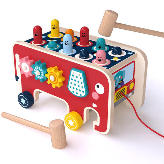 Wood Animal Bus Pounding Toy